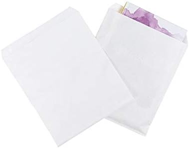 שקיות נייר לבן שקיות סחורה, בינוני / גודל: 8 על 10 | שקיות קניות קמעונאיות שטוחות, שקיות נייר פתוחות, אריזת